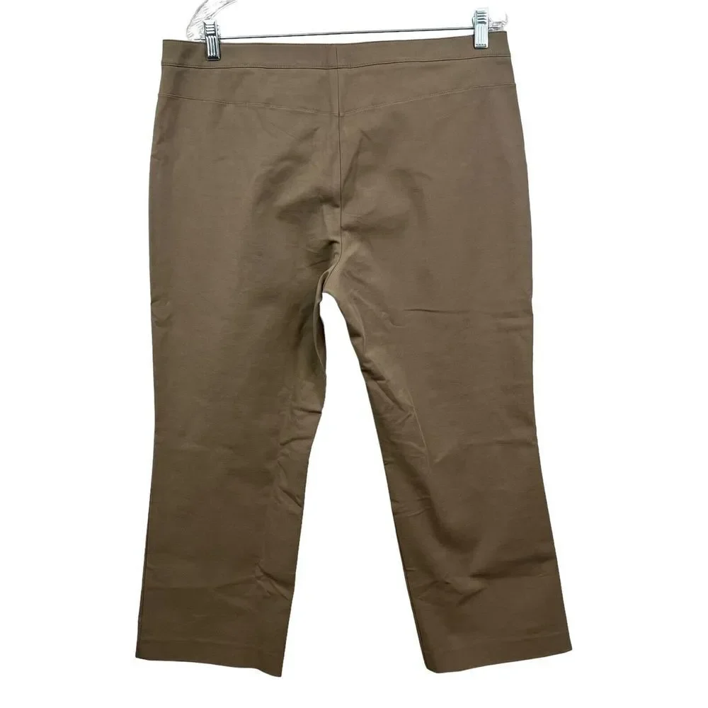 Theory Womens Crop Pants Stretch Straight Flat Front Slash Pockets Taupe Sz 12* - Picture 5 of 6